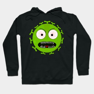 Angry green virus with fierce eyes Hoodie